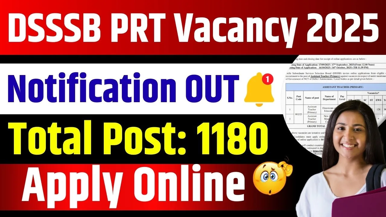 DSSSB PRT Vacancy in 2025 for primary teachers